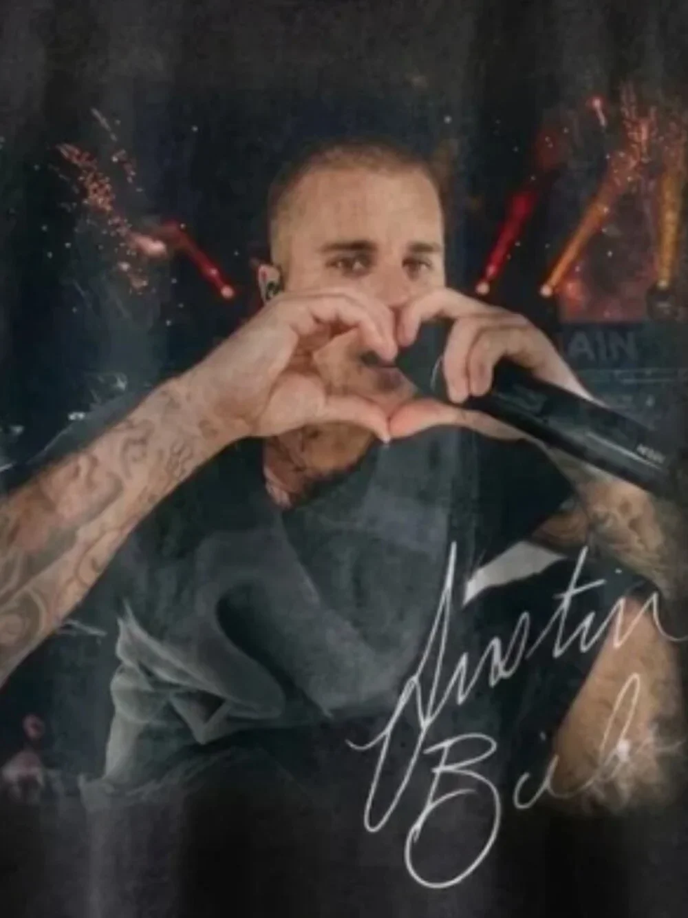 Justin Bieber Vintage Style Concert Graphic Black T-Shirt